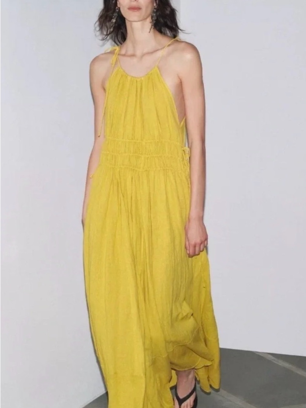 NWT Zara Bright Yellow Halter Maxi Dress